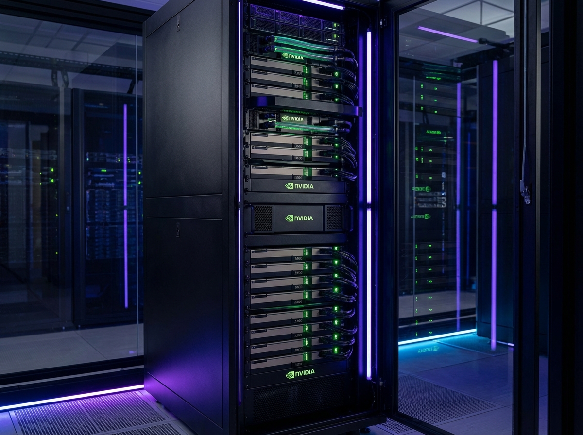 NVIDIA GPU Cluster Rack mit High-Density Power